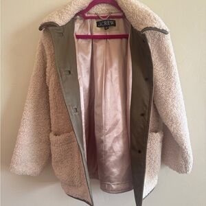 J Crew Petite Cream/Oat Teddy Sherpa Jacket Small Petite